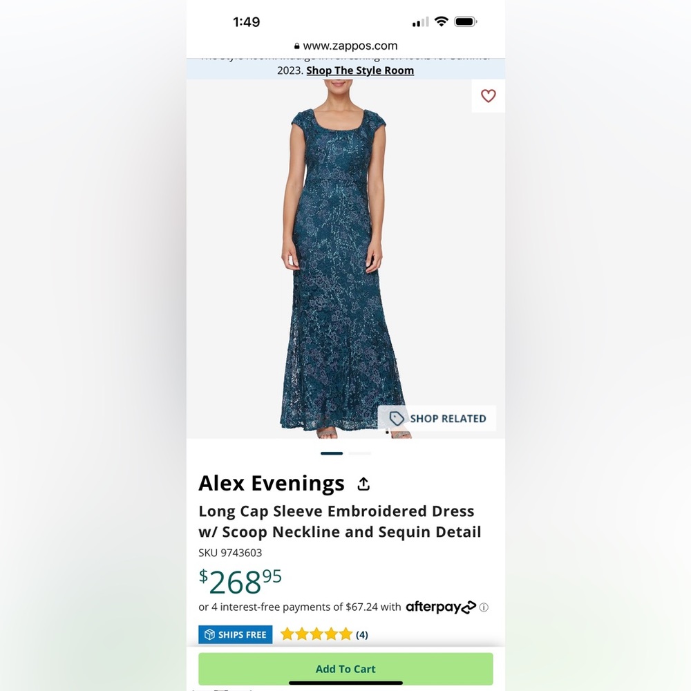 NWT ALEX EVENINGS DRESS WITH SCOOPNECK SEQUIN GOWN MOTHER OF THE BRIDE DRESS